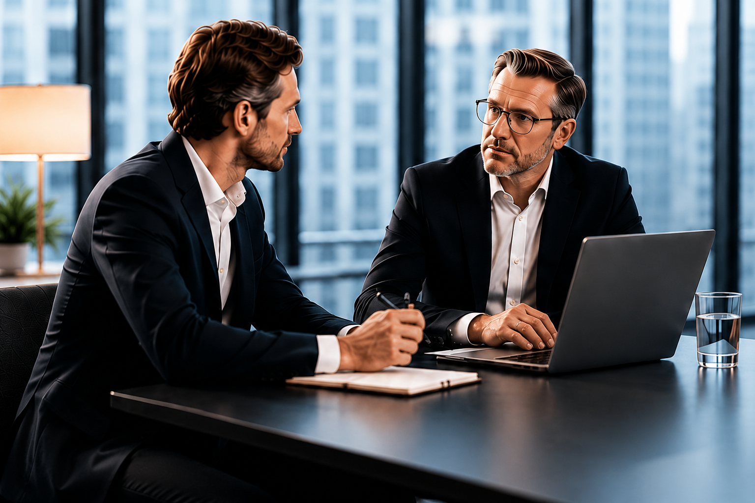 Two business executives in a strategic conversation